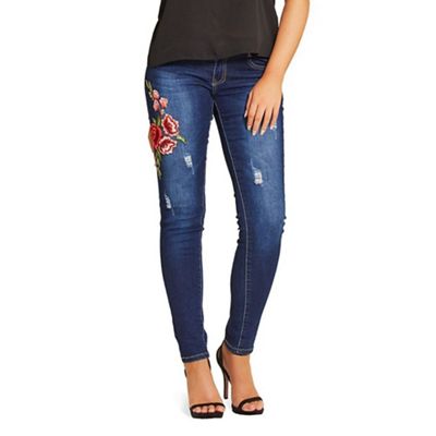 Jessica Wright for Sistaglam Blue 'Jaime' embroidered jeans